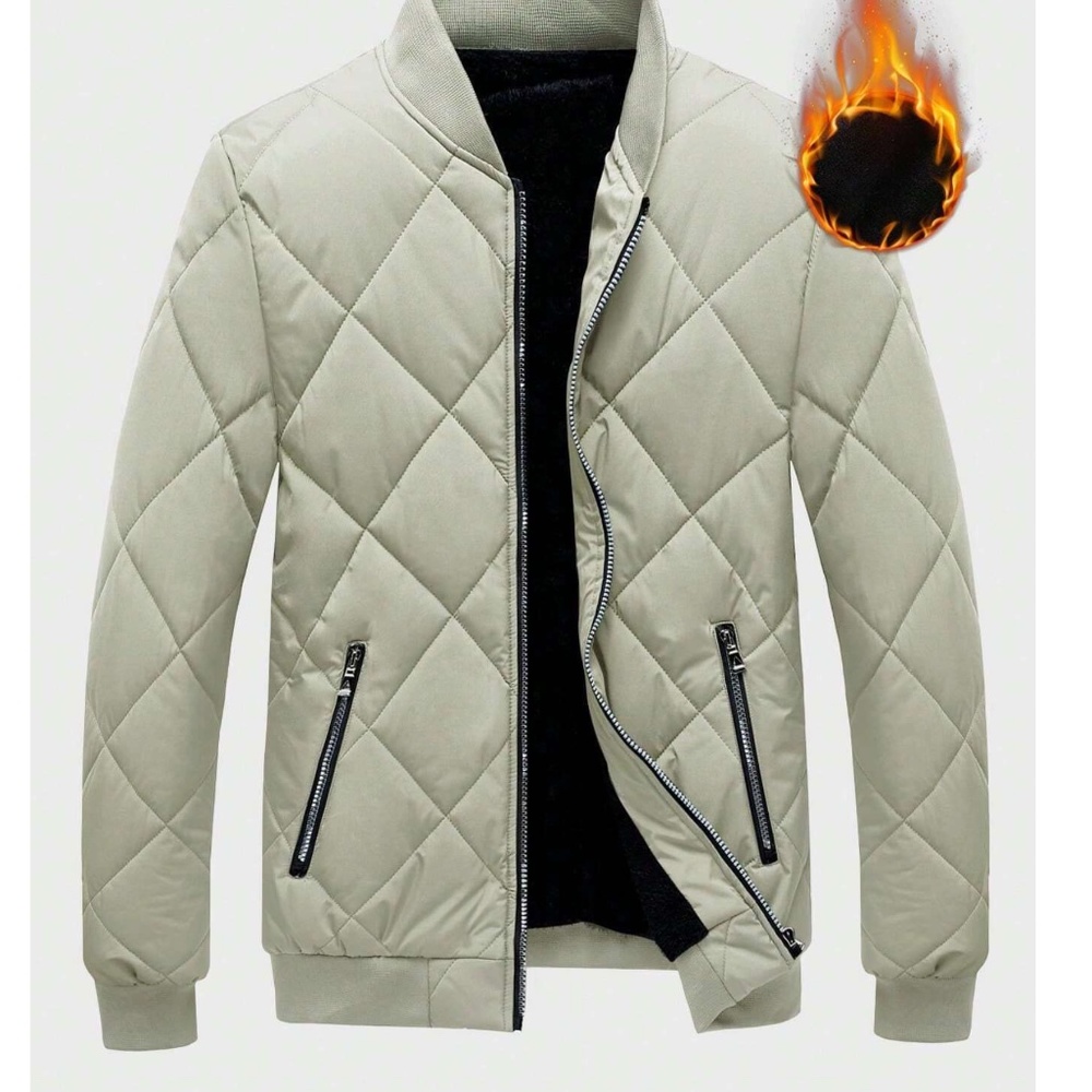 Men’s Zip Up Quilted Fleece Lined Jacket - Picture 5 of 11